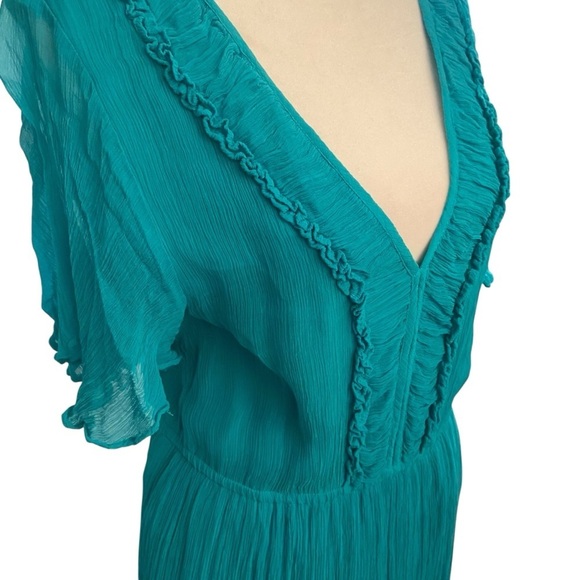 Sundance Catalog Monaco Meetup Dress in Sea Green Size Medium Gauzy Flowy MIDI - Picture 2 of 11